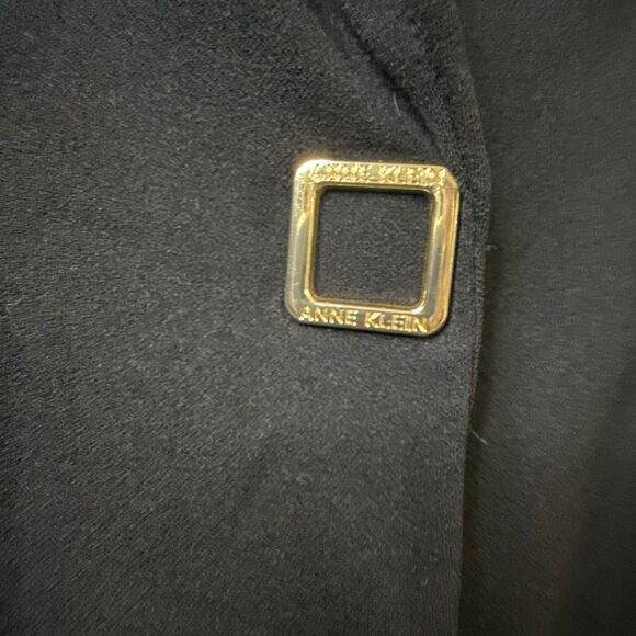 Anne Klein Black 3/4 Sleeve Blazer Gold Snap Buckle Size M - Picture 3 of 5